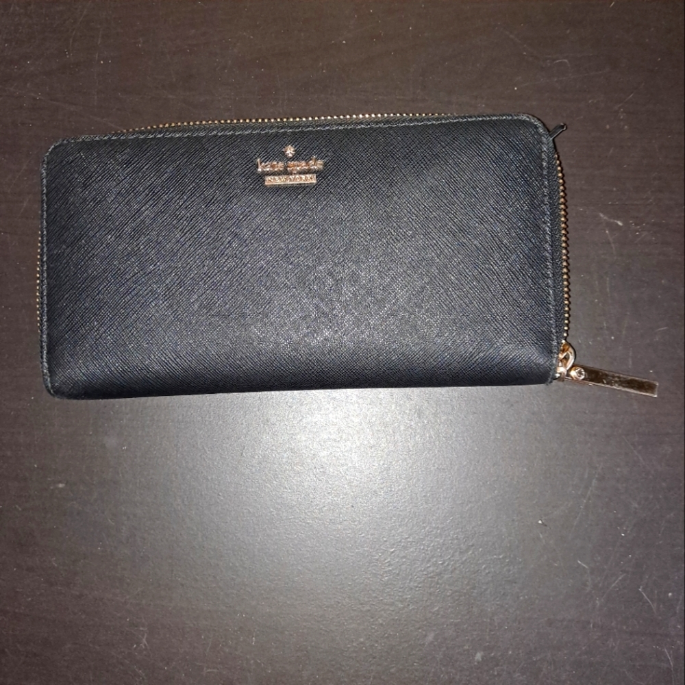 Kate Spade Zip-Around Black Leather Wallet